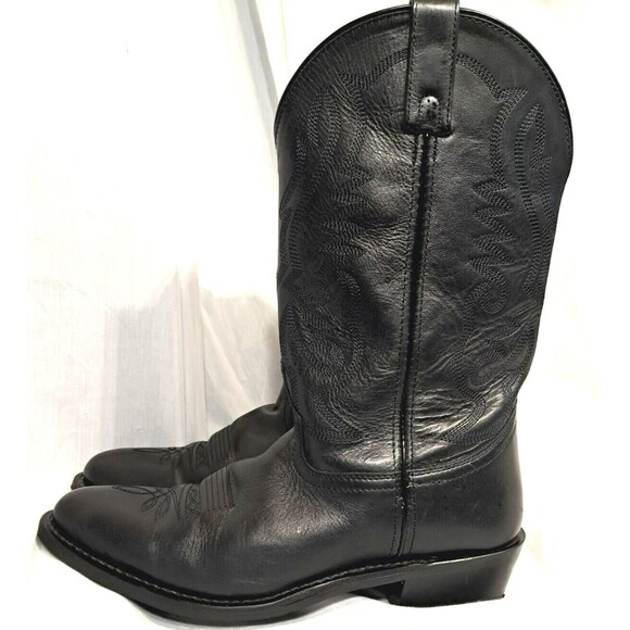 Smoky Mountain Mens Pull On Denver Cowboy Black Leather Boot Size 10  4032 - Picture 2 of 12